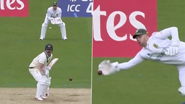 Kyle Verreynne Catch Video: Watch South African Wicketkeeper Take One-Handed Sensational Diving Grab to Dismiss Travis Head During SA vs AUS ICC WTC 2025 Final