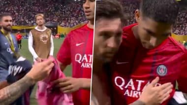Lionel Messi Shows Heart-Winning Gesture, Exchanges Jerseys With Achraf Hakimi Following PSG vs Inter Miami FIFA Club World Cup 2025 Round of 16 Match (Watch Video)