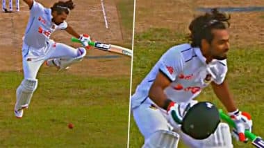 Najmul Hossain Shanto Narrowly Escapes Ball Thrown in His Direction While Celebrating Sixth Test Century in SL vs BAN 1st Test 2025 (Watch Videos)
