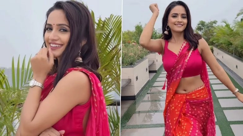 Nisha Guragain Viral Video: Indian Influencer Stuns in Gulabi Saree As She Dances to Trending Instagram Reels Songs (Watch)