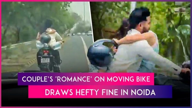 Noida: Viral Video Shows Woman Sitting on Bike’s Tank, Hugging ...