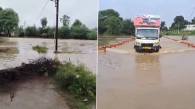 Madhya Pradesh: People Cross Overflowing River Without Safety Measures in Harda As Water Level Rises Due to Continuous Rainfall, Video Surfaces