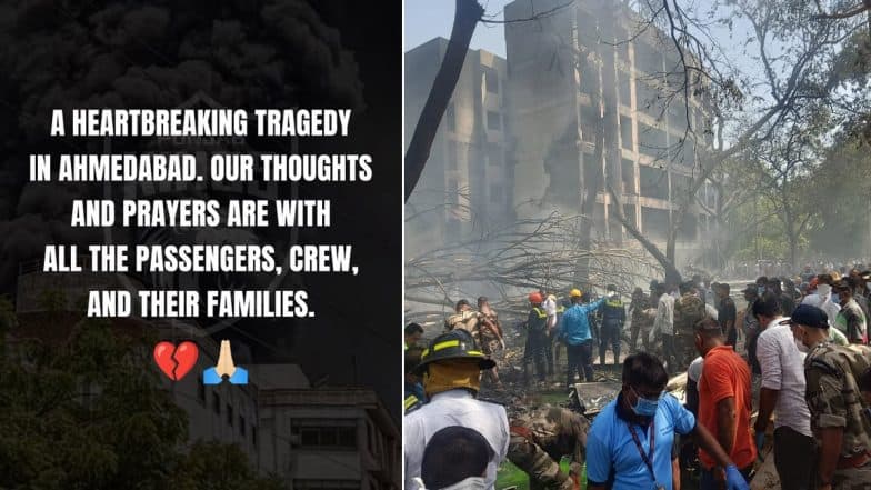 Ahmedabad Plane Crash: IPL Teams MI, PBKS, DC, CSK, LSG, GT, KKR and RR Reacts After Air India Flight Crashes in Gujarat’s Meghaninagar (See Post)