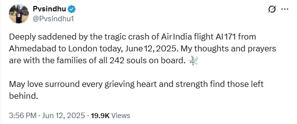 PV Sindhu's full message: 