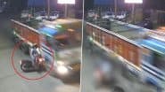 Accident Caught on Camera in Patna: 3 Youths Suffer Serious Injuries After Their Speeding Bike Collides With Truck in Bikram Area, Terrifying Video Surfaces