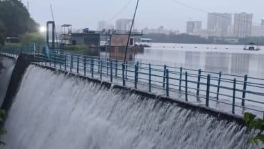 Mumbai Rains: Powai Lake, Artificial Reservoir Managed by BMC, Overflows Following Continuous Heavy Rainfall, Videos Surface