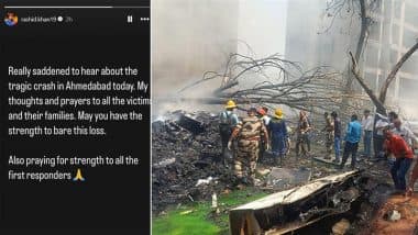 Ahmedabad Plane Crash: Afghanistan Cricketer Rashid Khan Reacts to Horrific Air India Plane Crash in Gujarat's Meghaninagar (See Post)
