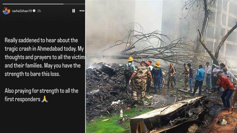 Ahmedabad Plane Crash: Afghanistan Cricketer Rashid Khan Reacts to Horrific Air India Plane Crash in Gujarat's Meghaninagar (See Post)