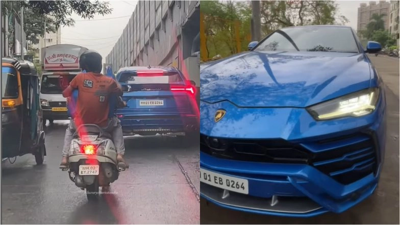 Rohit Sharma's Formerly Owned-Lamborghini Urus With Special '0264' Number Plate Spotted on Mumbai Roads After 'Hitman' Gifts It to Dream11 Winner (Watch Video)