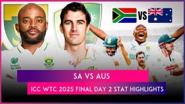 SA vs AUS ICC WTC 2025 Final Day 2 Stat Highlights: Australia, South Africa Trade Blows in Equally-Matched Encounter