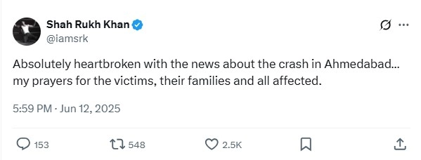 Shah Rukh Khan tweets, 