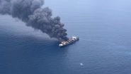 WAN HAI 503 Fire Incident: Indian Coast Guard Working To Combat Blaze on Singapore-Flagged Container Ship Off Kerala Coast
