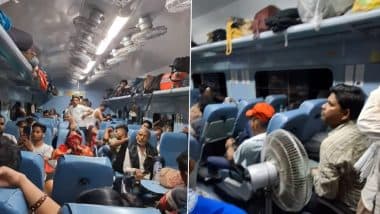 'Proper Utilisation of Resources': Viral Video Shows Man Using Standing Fan in Crowded Train, Netizens React