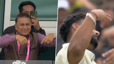 Sunil Gavaskar Gestures Rishabh Pant to Perform His 'Flip' Celebration After He Scores Centuries in Both Innings of IND vs ENG 1st Test 2025, Star Indian Cricketer Says 'Next Time' (Watch Video)