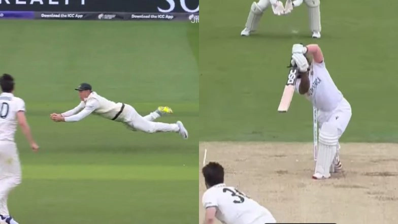 Marnus Labuschagne Takes Superb Diving Catch to Dismiss Temba Bavuma During SA vs AUS ICC WTC 2025 Final (Watch Video)