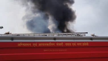 Valsad Fire: Massive Blaze Erupts at Scrap Warehouse in Vapi's Lavachha Industrial Area, No Casualties Reported (Watch Video)