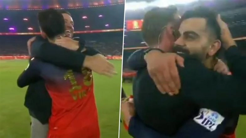 AB de Villiers Hugs Virat Kohli After RCB Win First Indian Premier League Title Beating PBKS in IPL 2025 Final (Watch Video)