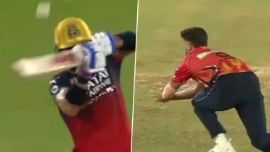 Virat Kohli Wicket Video: Watch Azmatullah Omarzai’s Superb Diving Catch off His Own Bowling Dismiss Star Batter During RCB vs PBKS IPL 2025 Final