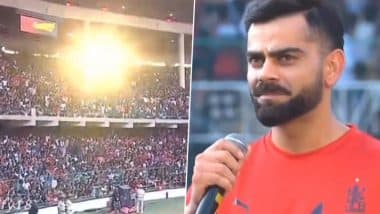 Crowd Breaks Out In Loud Cheer As Virat Kohli Begins His Speech During RCB's IPL 2025 Title Celebration At M Chinnaswamy Stadium in Bengaluru (Watch Video)