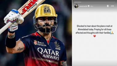 Ahmedabad Plane Crash: Virat Kohli Reacts to Tragic Incident As Air India Flight Carrying Over 200 Passengers Crashes, Says ‘Praying for All Those Affected’