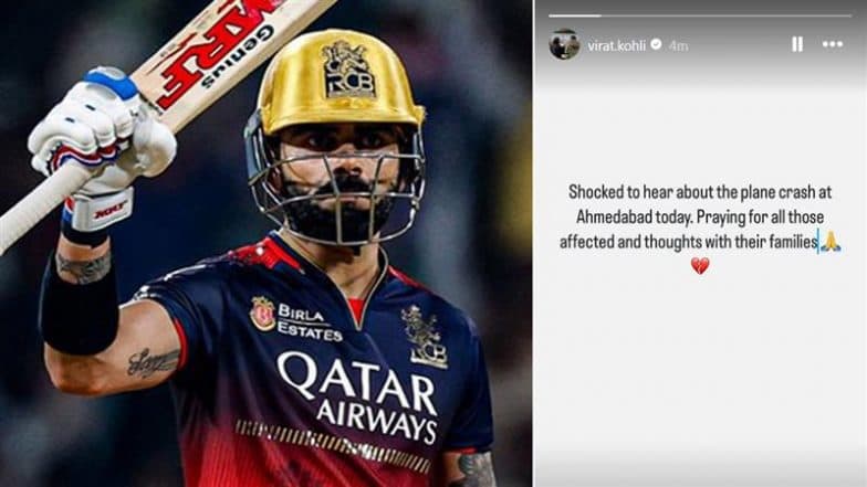 Ahmedabad Plane Crash: Virat Kohli Reacts to Tragic Incident As Air India Flight Carrying Over 200 Passengers Crashes, Says ‘Praying for All Those Affected’