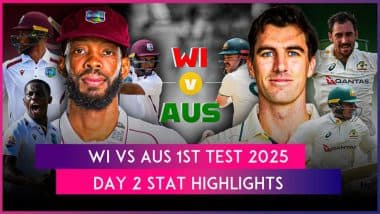 WI vs AUS 1st Test 2025 Day 2 Stat Highlights: Roston Chase, Shai Hope's Partnership Help West Indies take Lead in First Innings