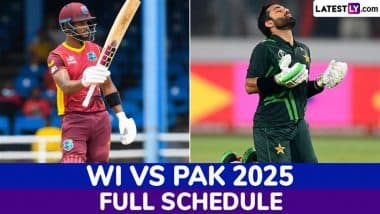 West Indies vs Pakistan 2025 Full Schedule, Free PDF Download Online: Get WI vs PAK T20I and ODI Series Fixtures, Time Table and Match Timings in IST