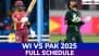 West Indies vs Pakistan 2025 Full Schedule, Free PDF Download Online: Get WI vs PAK T20I and ODI Series Fixtures, Time Table and Match Timings in IST