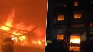 Gujarat Fire: Massive Blaze Erupts at Plastic Factory in Vapi, Firefighting Efforts Underway (Watch Video)