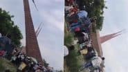 Lakhimpur Kheri: Crowd Flees As 170-Foot Tazia Collapses During Muharram Procession in Uttar Pradesh, Video Goes Viral