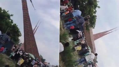 Lakhimpur Kheri: Crowd Flees As 170-Foot Tazia Collapses During Muharram Procession in Uttar Pradesh, Video Goes Viral