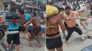 Muzaffarnagar: Cops Intervene As Kanwariyas Thrash Biker, Vandalise His Motorcycle With Sticks Over Minor Accident in UP; Video Surfaces