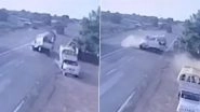 Maharashtra Road Accident: 8 Injured After Pickup Van Collides Head-On With Mini Truck in Pandharpur, CCTV Video Surfaces