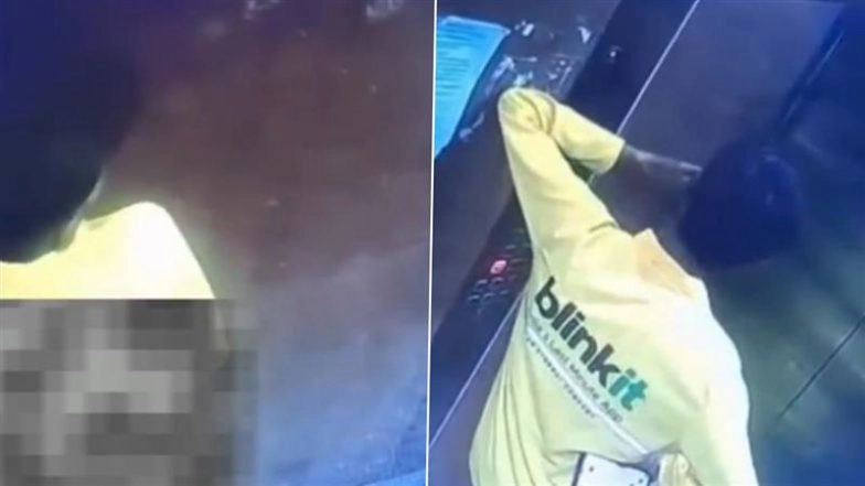 Virar Shocker: Blinkit Delivery Agent Caught on Camera Urinating Inside CD Gurudev Building Lift Near Mumbai, Video Surfaces