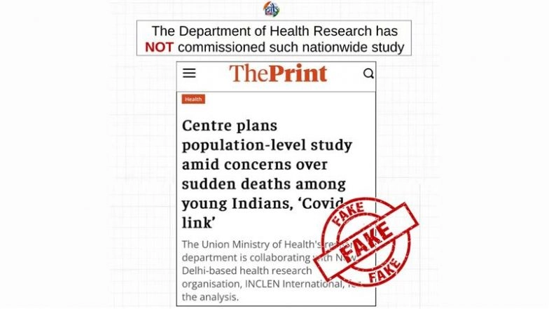 Fact Check: Has the Government Commissioned a Nationwide Study on Sudden Deaths in India? Centre Debunks Fake News