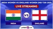 India Women vs England Women Live Streaming Online, 2nd T20I 2025: How To Watch IND-W vs ENG-W Cricket Match Free Live Telecast on TV?