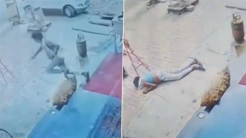 Sudden Death in Jhansi: Man Dies Instantly After Slipping on Restaurant Stairs While Carrying Paneer for Children; Video Goes Viral
