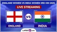 England Women vs India Women Live Streaming Online, 3rd ODI 2025: How To Watch ENG-W vs IND-W Cricket Match Free Live Telecast on TV?
