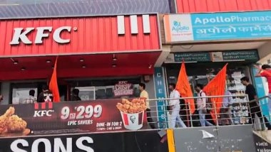 Ghaziabad: KFC, Nazeer Foods Forced To Shut Down by Hindu Raksha Dal Activists for Allegedly Serving Non-Veg Food During Sawan, FIR Registered (Watch Videos)