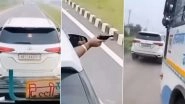 Delhi Man in Fortuner Waves Gun After Bus Honks To Overtake, Tries To Run Over Passengers in Haryana&rsquo;s Sonepat; Arrested After Video Goes Viral