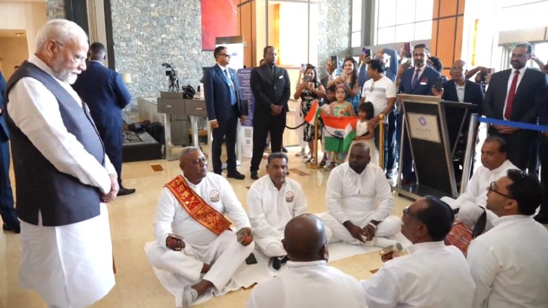 Trinidad and Tobago: PM Modi Welcomed With Bhojpuri Chautaal by Indian Community