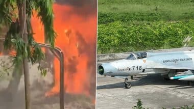 Dhaka Plane Crash: 1 Dead, Several Injured After Bangladesh Air Force Training Aircraft F-7 BGI Crashes in Diabari, Pics and Videos Surface
