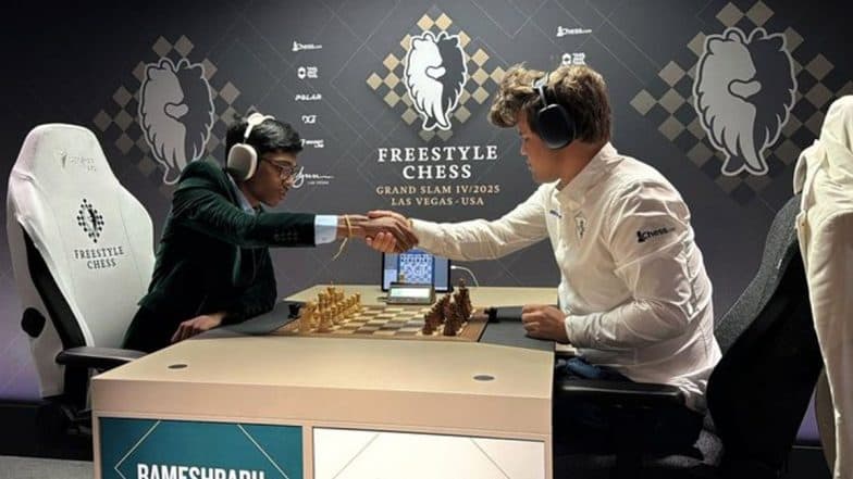 Indian Grandmaster R Praggnanandhaa Stuns Magnus Carlsen in Las Vegas, Takes Joint Lead in Freestyle Chess Grand Slam 2025