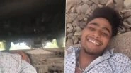 Instagram Reels Craze Leads to Dangerous Stunt: Youth Risks Life by Lying on Railway Tracks As Train Passes Overhead, Shocking Video Goes Viral