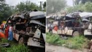 Deoghar Road Accident: 18 Kanwariyas Killed in Bus-Truck Collision in Jharkhand, Nishikant Dubey Offers Condolences to Victims’ Families (See Pics and Video)