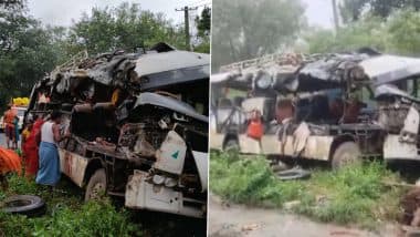 Deoghar Road Accident: 18 Kanwariyas Killed in Bus-Truck Collision in Jharkhand, Nishikant Dubey Offers Condolences to Victims’ Families (See Pics and Video)