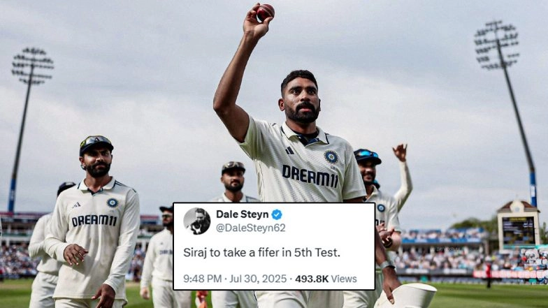 Mohammed Siraj To Take A Fifer At The Oval? Dale Steyn Predicts India Pacer To Claim Five-Wicket Haul in IND vs ENG 5th Test 2025 (See Post)