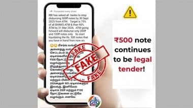 Did RBI Order Banks To Stop Dispensing INR 500 Notes From ATMs by September 2025? PIB Fact Check Debunks Fake News Message Going Viral on WhatsApp