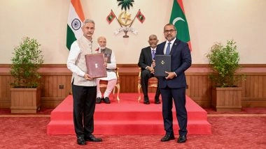 India, Maldives Sign 8 Major Pacts Across Finance, Digital, Fisheries Sectors in Presence of PM Narendra Modi and Maldivian President Mohamed Muizz (See Pic)