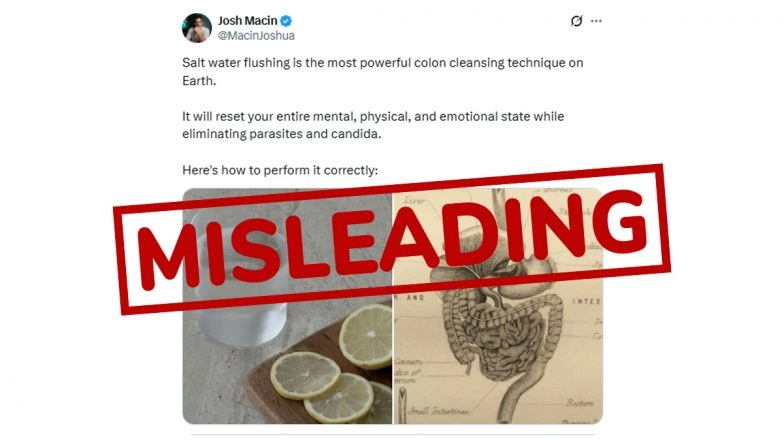 Fact Check: No, Salt Water Flushes Are Not the ‘Most Powerful’ Colon Cleanse, Claim Is Misleading